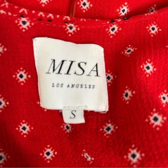 Misa Los Angeles Larsen Cold-Shoulder Bohemian Printed Midi Dress In Red Size S - Picture 11 of 11